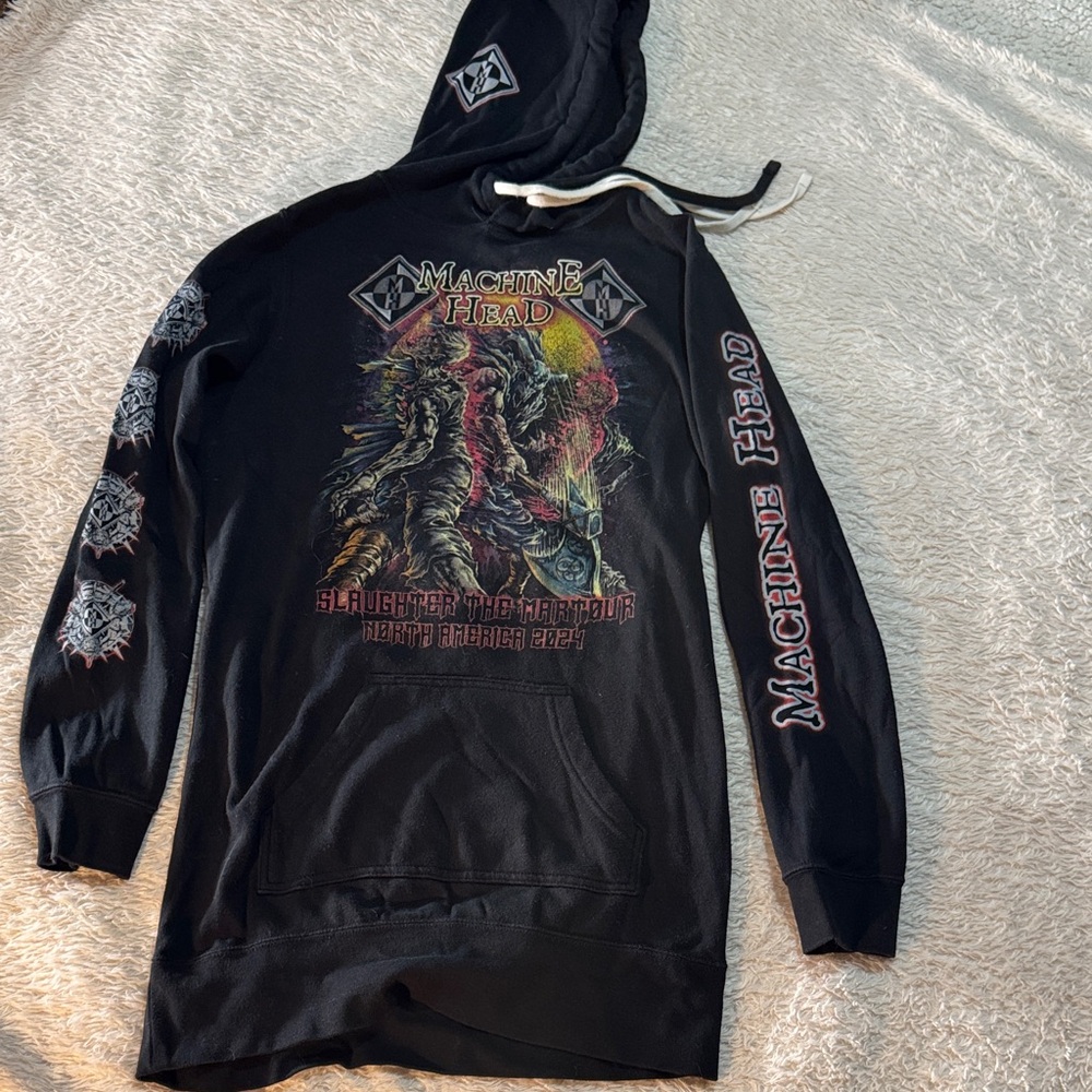 Machine Head Black Graphic Band Hoodie with Multicolor Print
